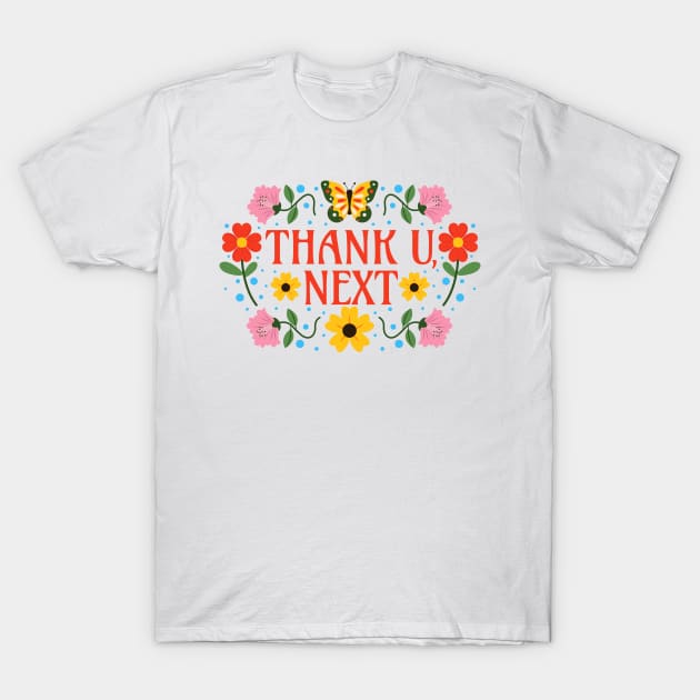 Thank You Next - Floral Typography - Thank U T-Shirt by Millusti